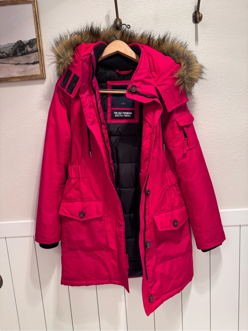 Abercrombie Y2K Women's Arctic Parka Jacket in Red